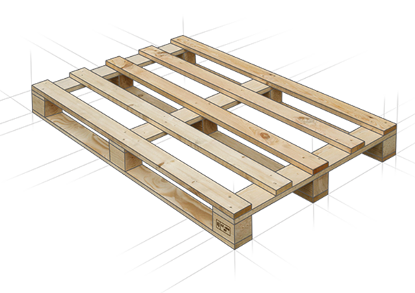 Atypical wooden pallet with IPPC certificate