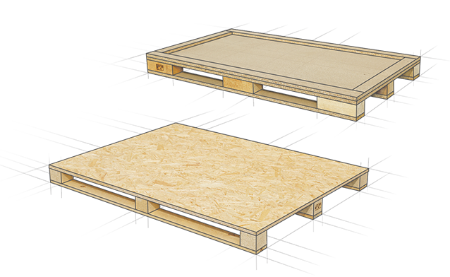 Pallets with flat bottom without gaps