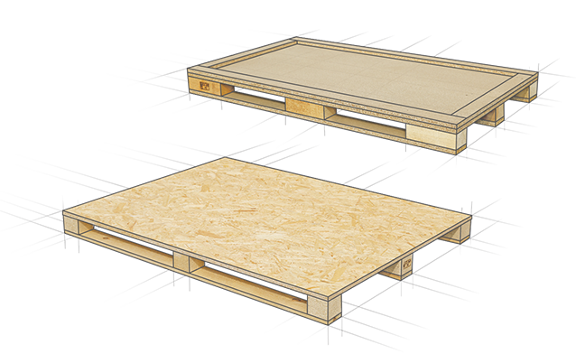 Paletten mit flachem Boden ohne Lücken